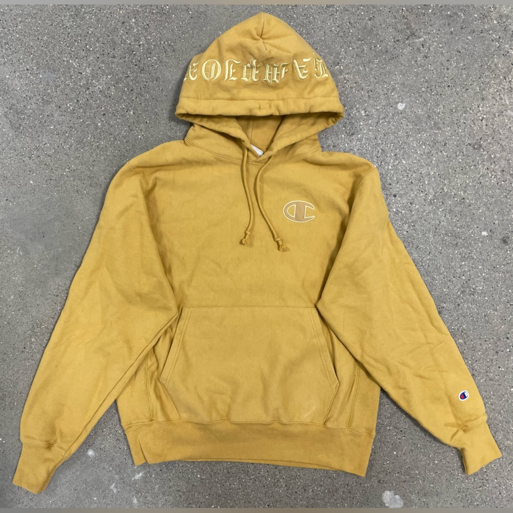 Vintage Embroidered Champion Logo SpellOut Reverse Weave Hoodie Adult Medium